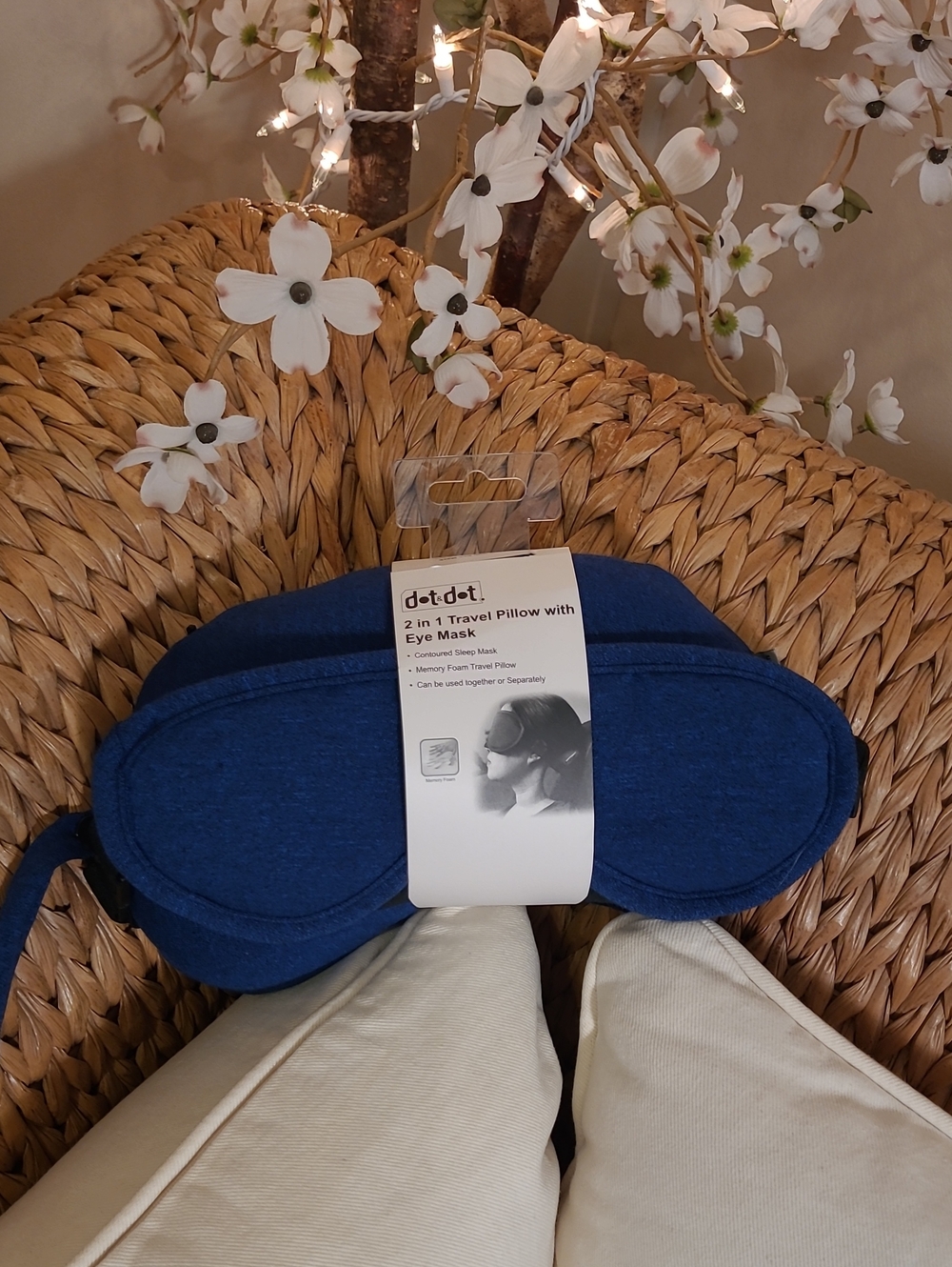 Navy Blue Sleep Mask And Travel Pillow